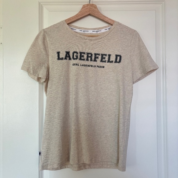 Karl Lagerfeld Womens T-shirt Cream Size Small NWOT - Picture 1 of 10